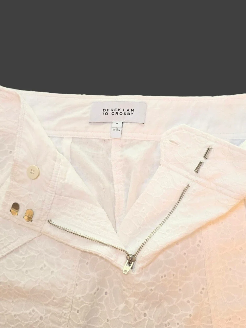 Derek Lam 10 Crosby Mila Floral Eyelet Utility Cropped Pants In White - Picture 7 of 10